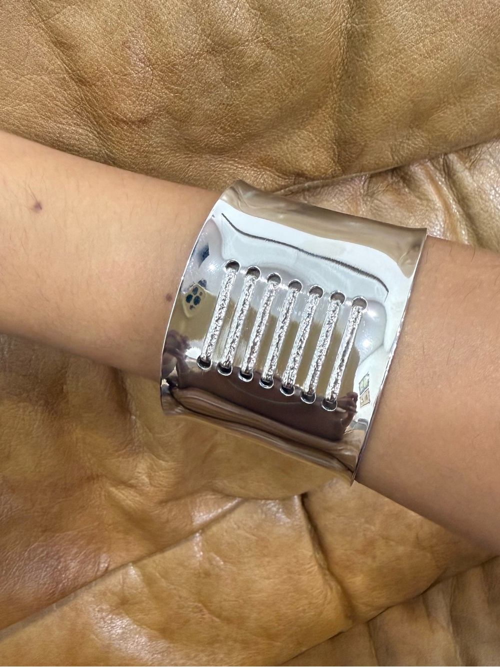 Napoleon Silver Metallic Fashion Cuff Bracelet - Stylish Wearable